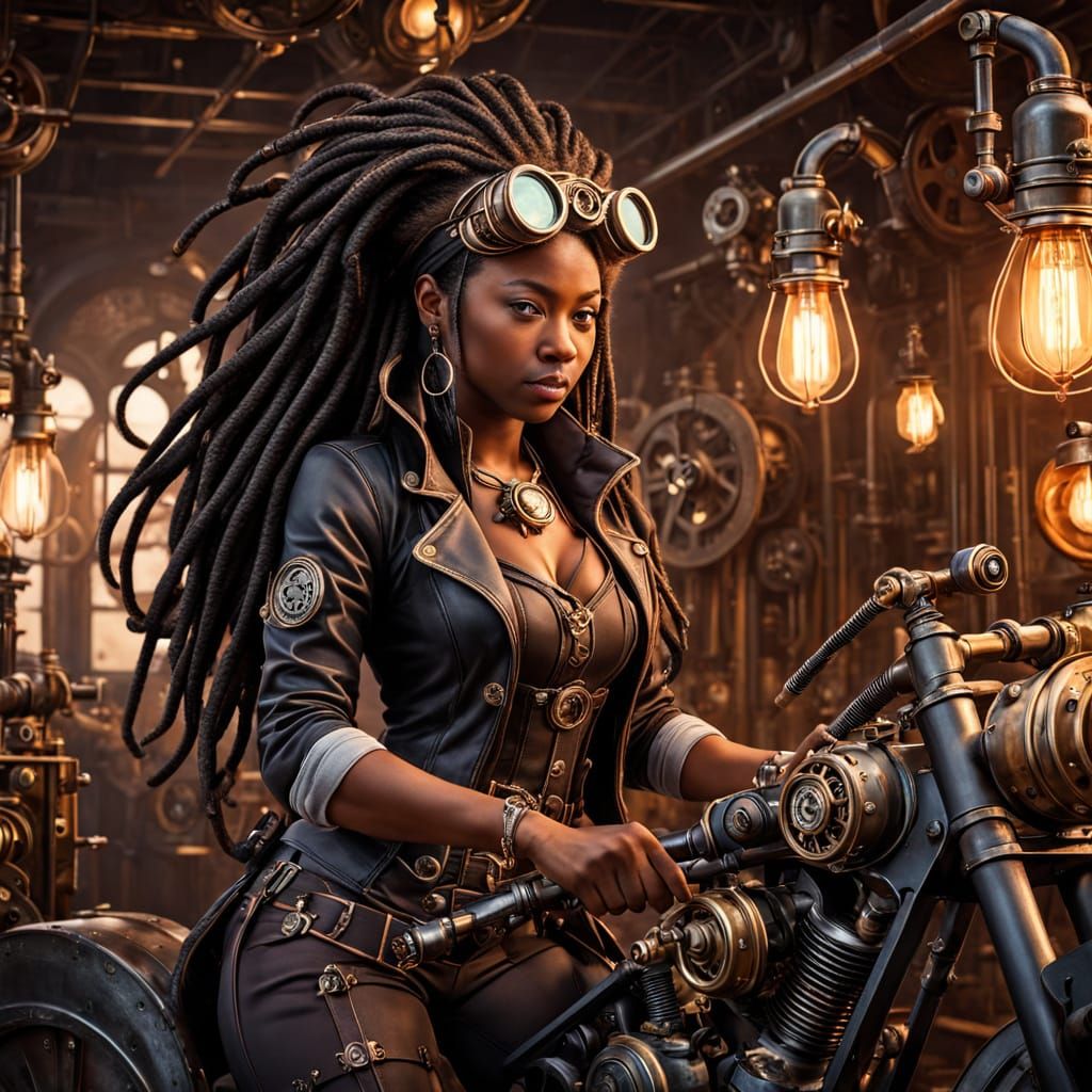 Steam Punked Bicycle Assemblage in a Workshop