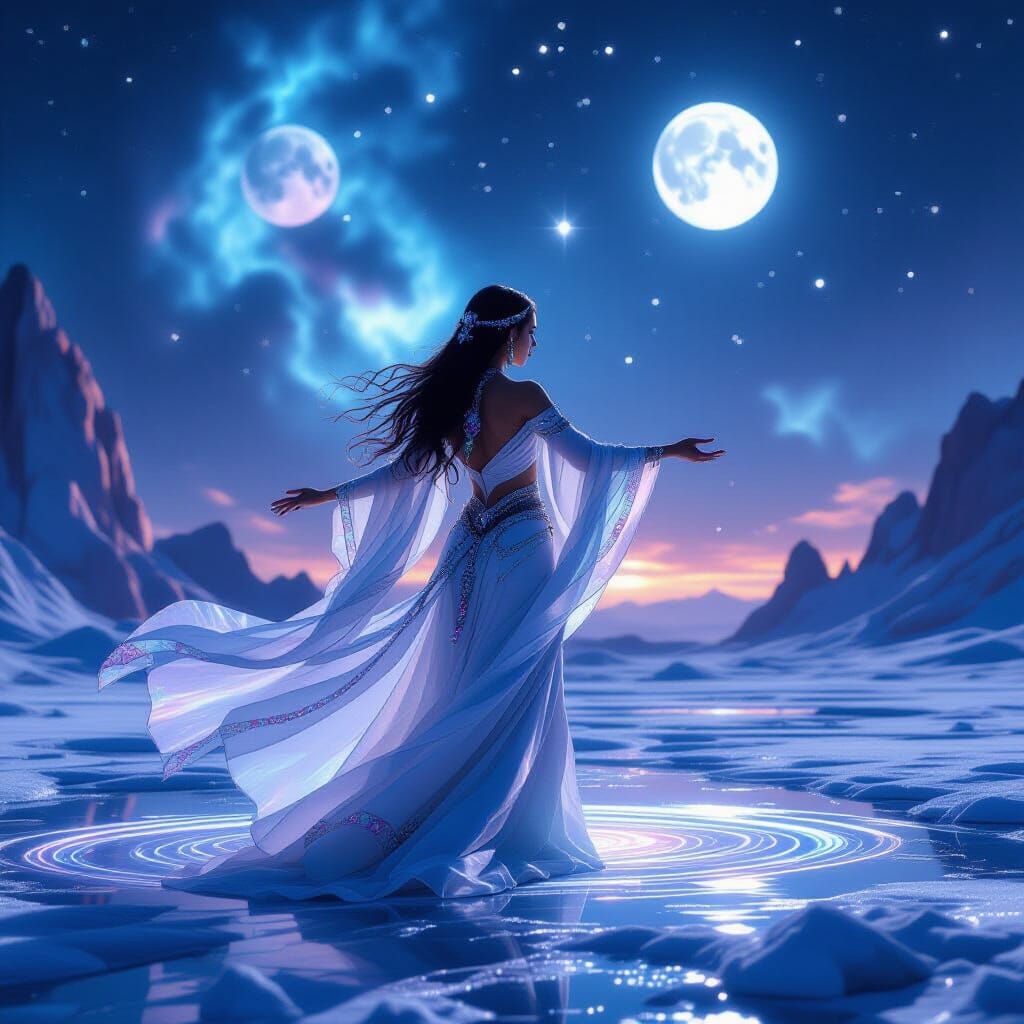 Mystical Dancer on Crystalline Planet in Epic Style