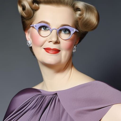 Elegant Woman in Cat-Eye Glasses, Gil Elvgren Style