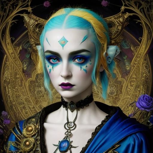 Goth Emo Porcelain Doll in Surrealist Style