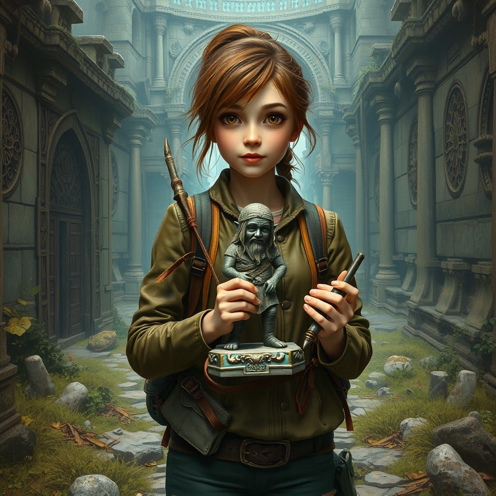 Gnome God Statue in Ancient City Ruins