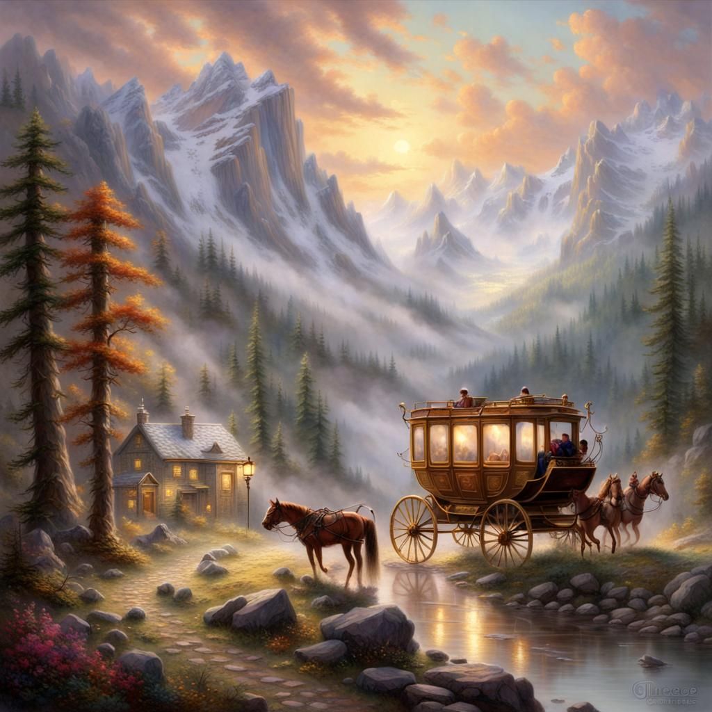 Stagecoach in the Rocky Mountains: Ethereal Fantasy
