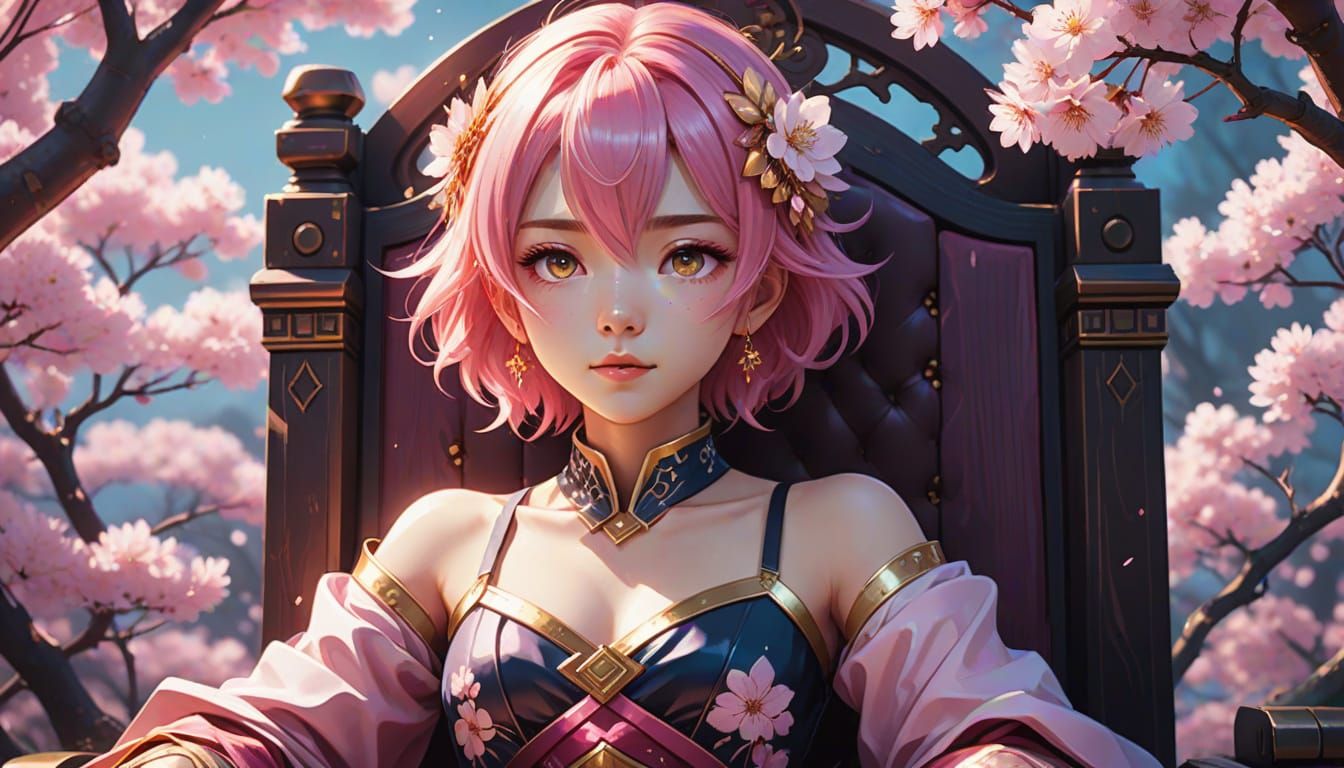 Sakura's Ethereal Beauty in Vibrant Triadic Colors