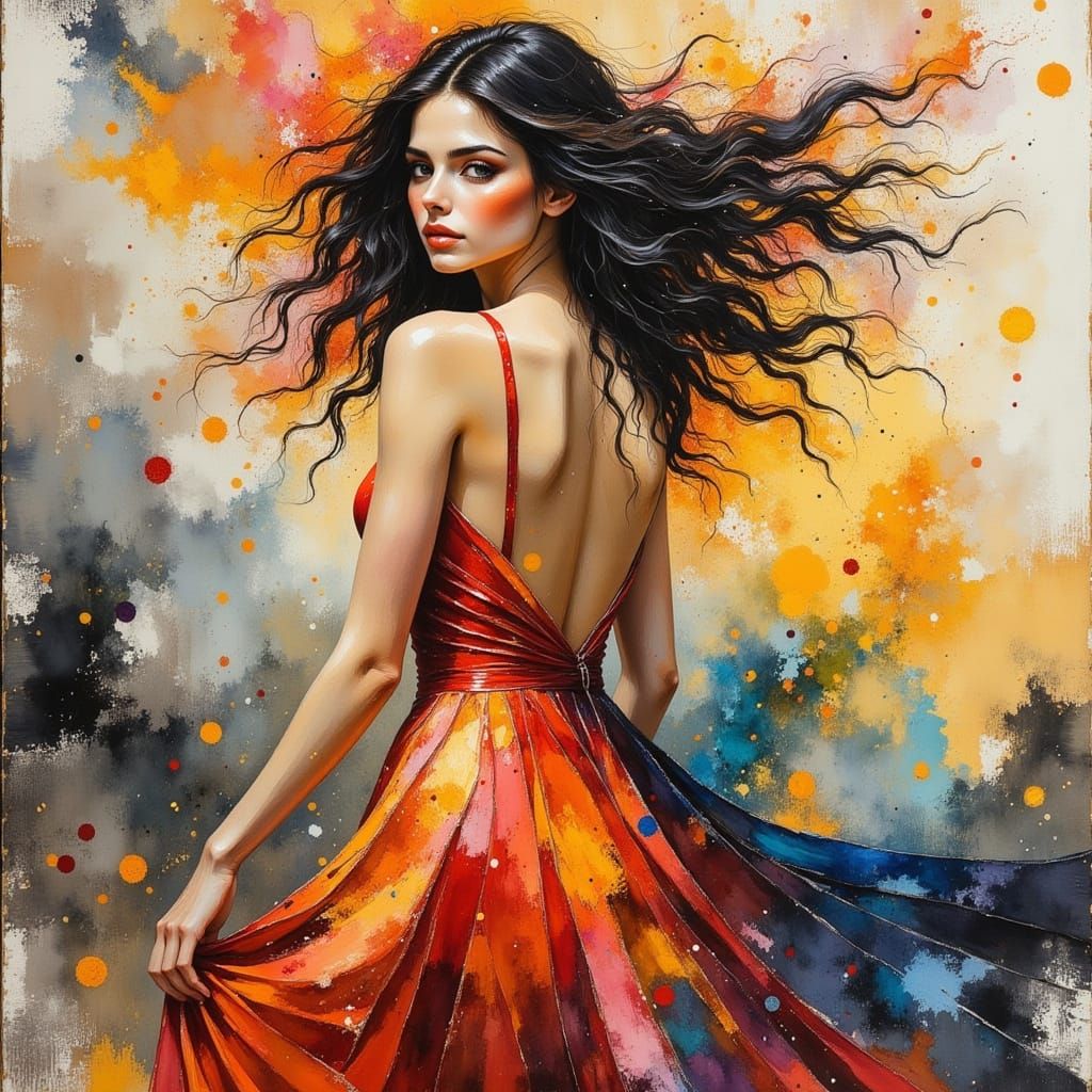 Spanish Dancer Portrait in Expressive Watercolor Style