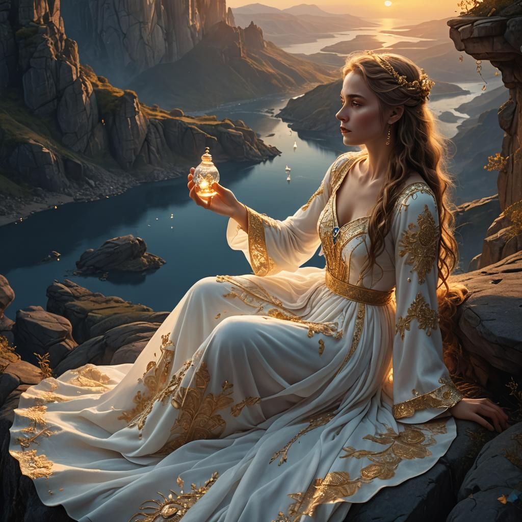 Woman with Blue Teardrops in Dramatic Fantasy Art