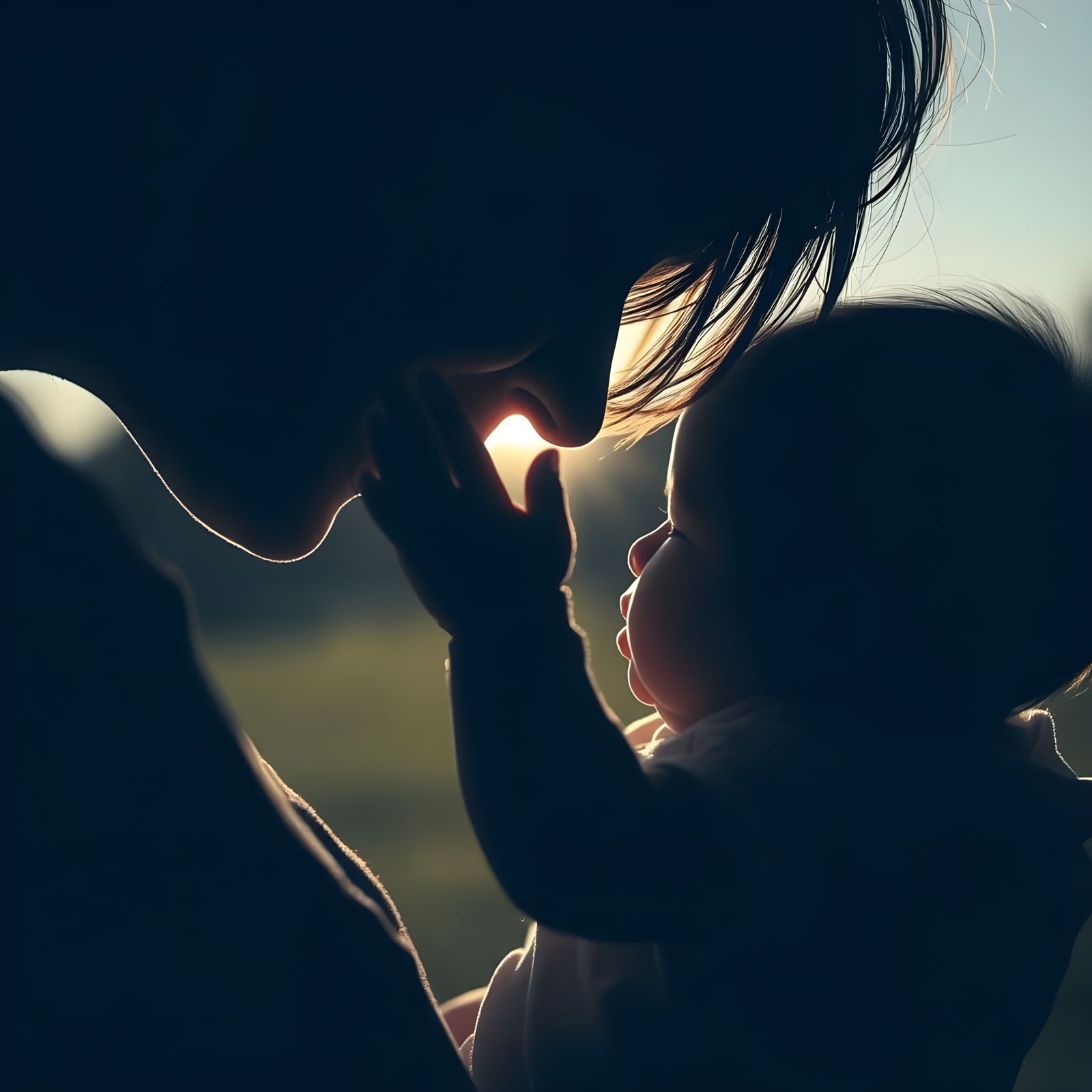 Mother's Tender Moment in Warm Ambient Light