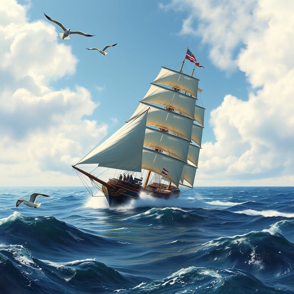 Majestic Sailing Ship on a Sunny Day