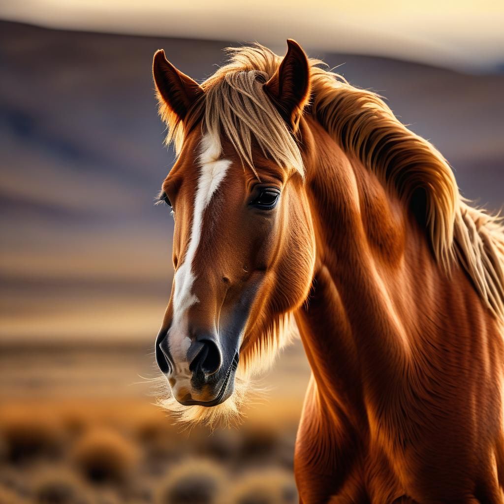 Majestic Mustang in Golden Light: Wildlife Photography