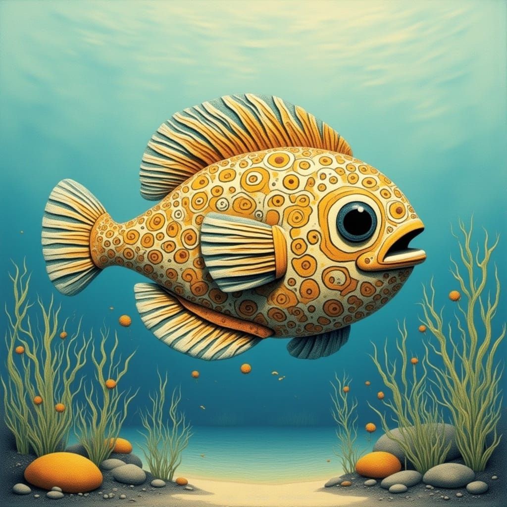 Realistic Puffer Fish in Dreamlike Ocean Scene