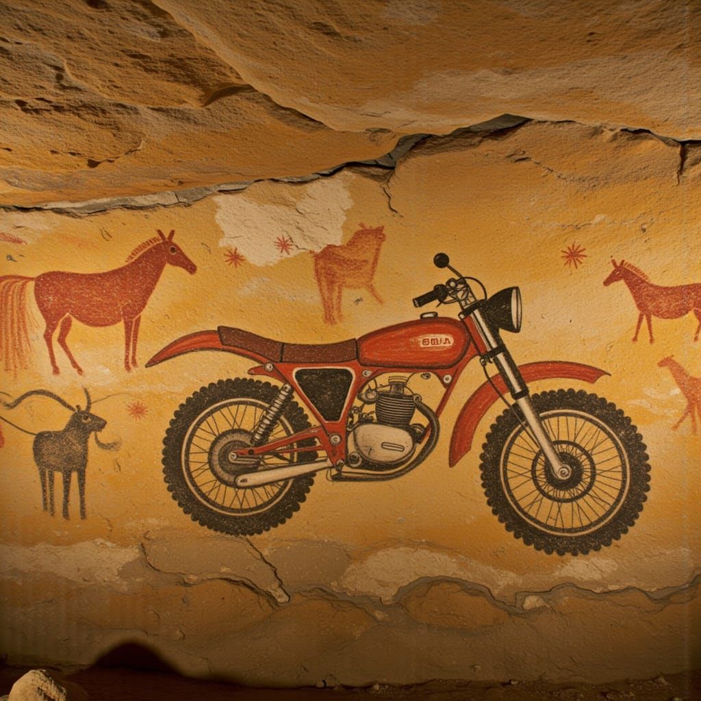 Motorbike Race as Paleolithic Cave Painting