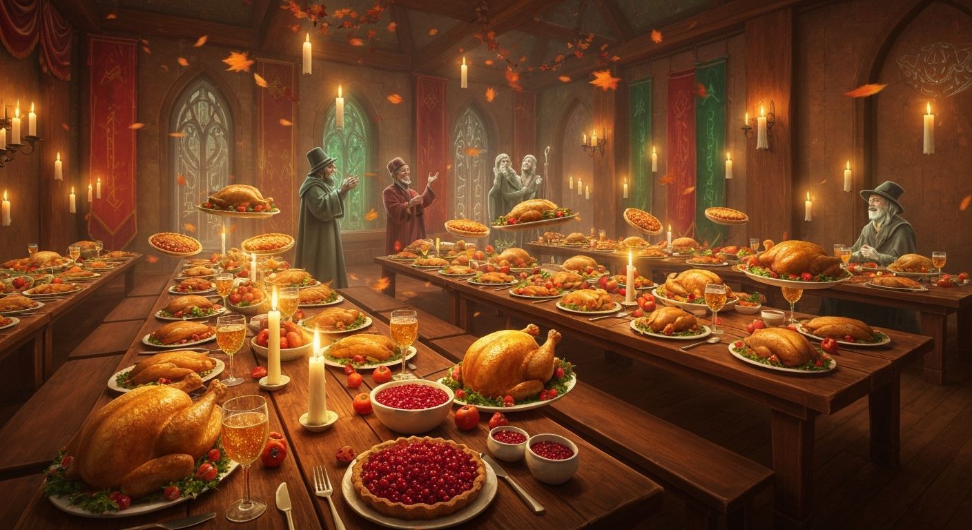 Magical Thanksgiving Feast in Enchanted Hall