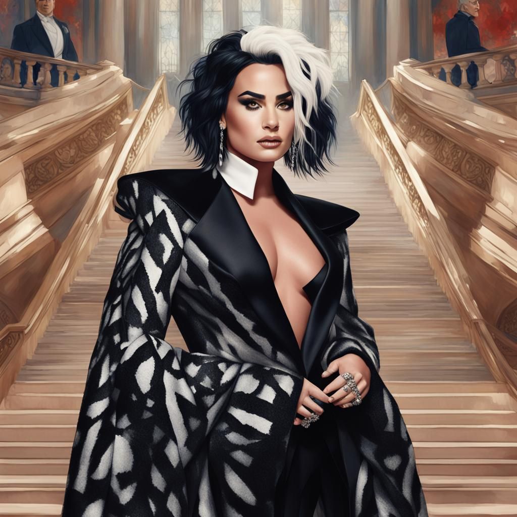 Demi Lovato in a cruella de vil look at the met gala
