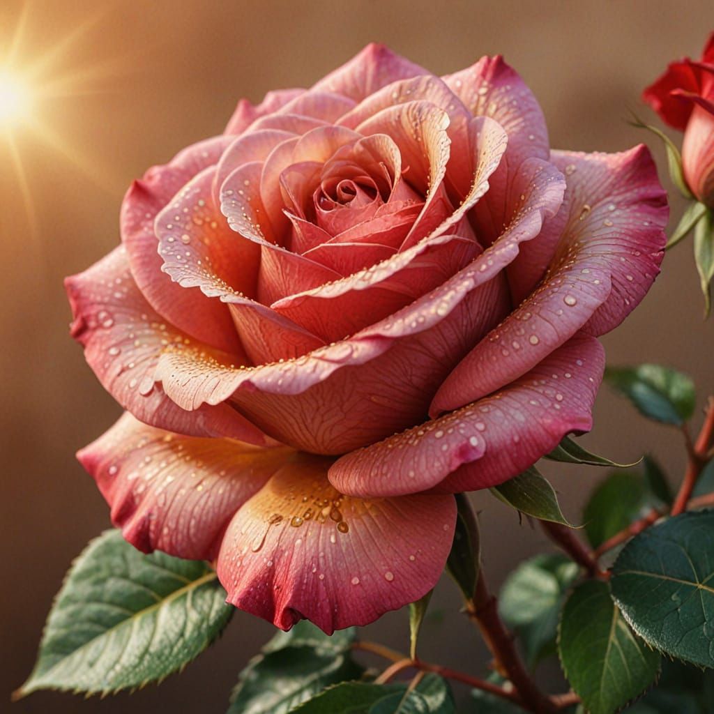 Vibrant Red Rose Macro Shot in Comic Book Style