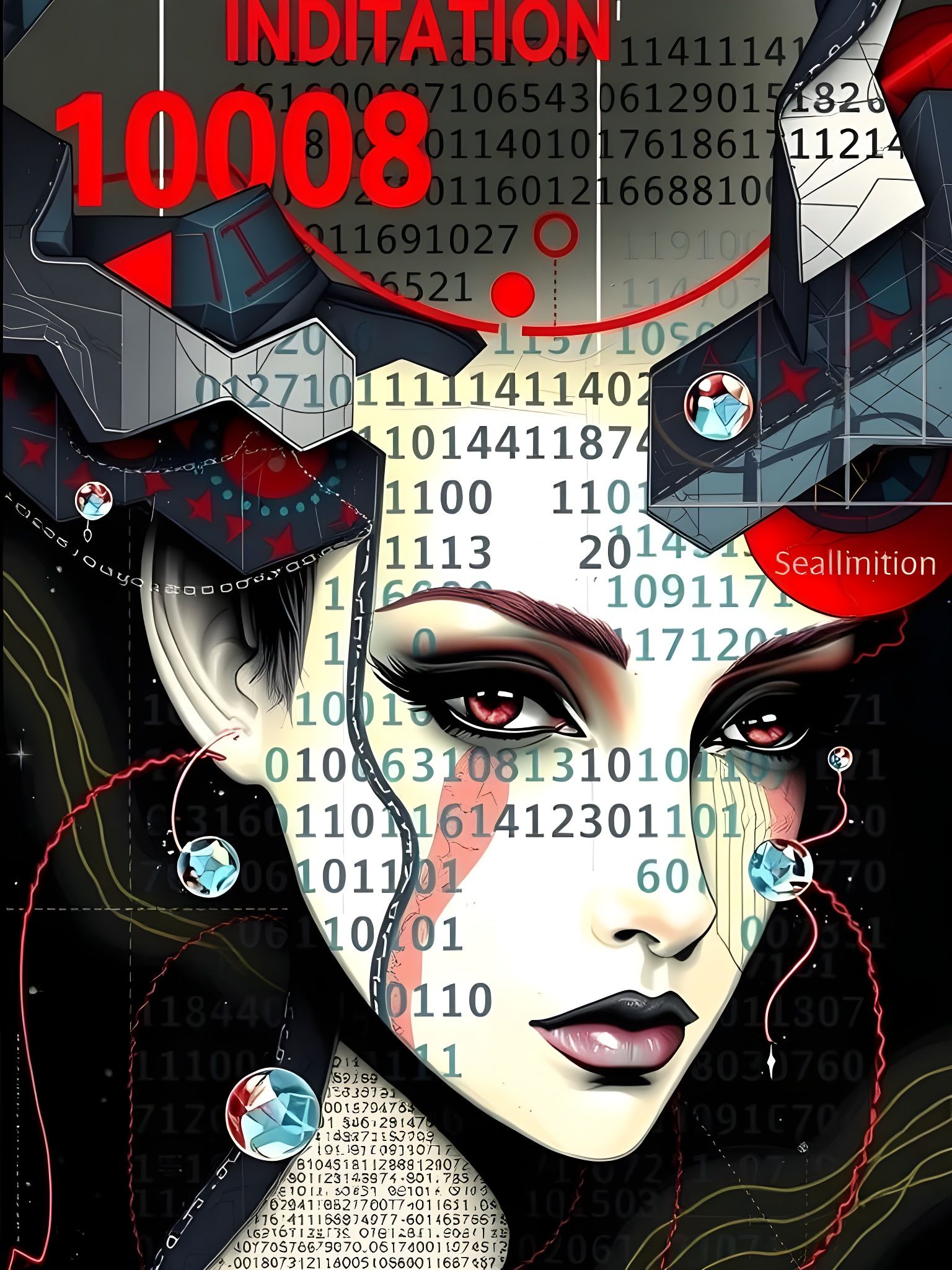 Surreal Woman Formed From Flowing Code