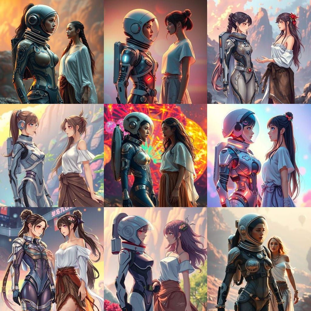 Surreal Science Fiction Maiden in Elegant Space Suit