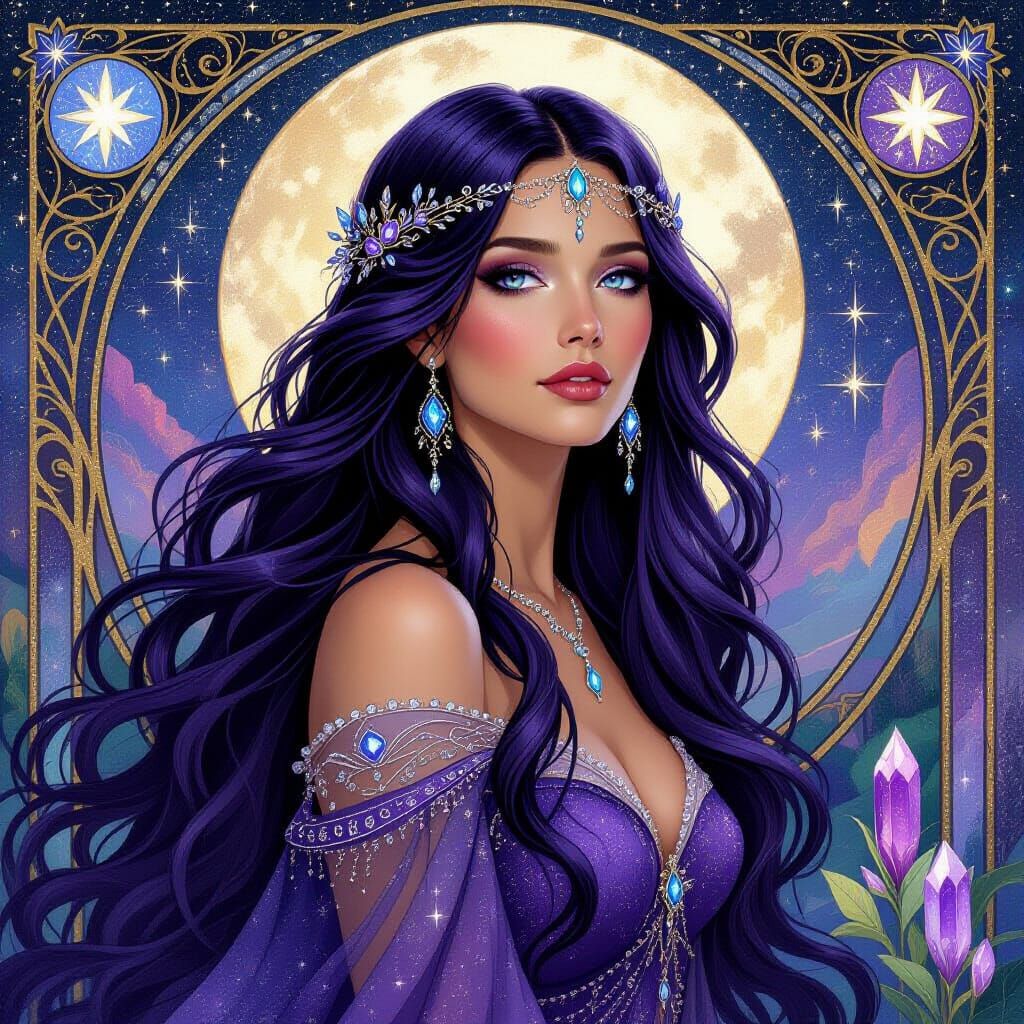 Amethyst Goddess in Art Nouveau Style