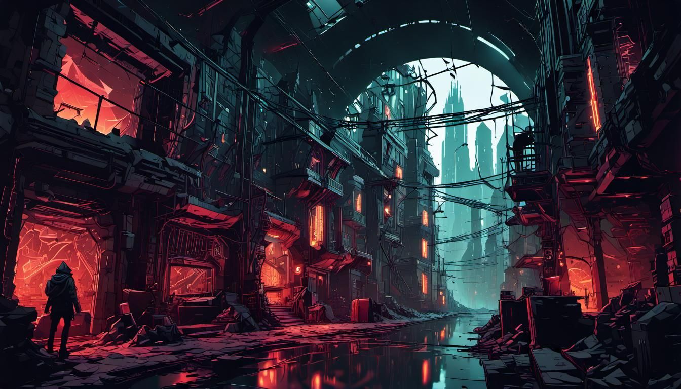 Aetherpunk Urban Environment in Vector Art Style