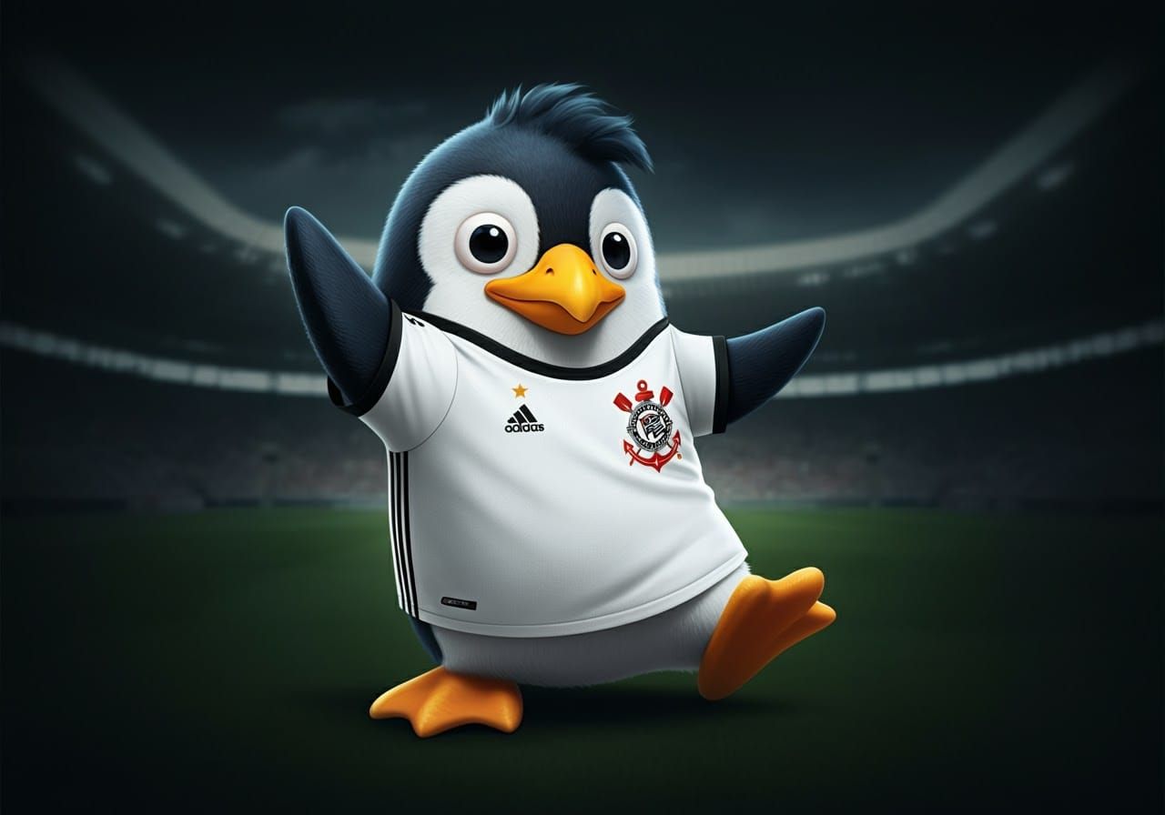Tux the Penguin Celebrates in Corinthians Jersey
