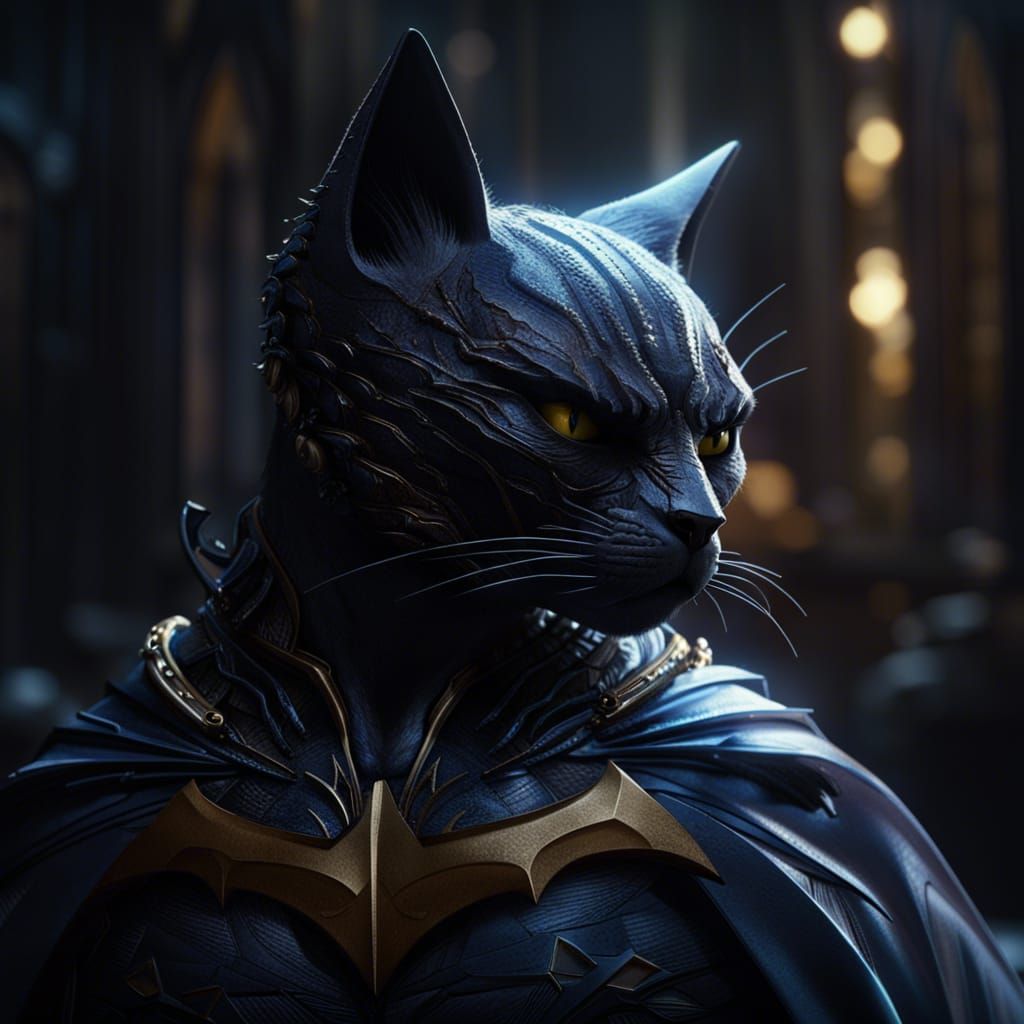 Batman Cat in Detailed Matte Painting