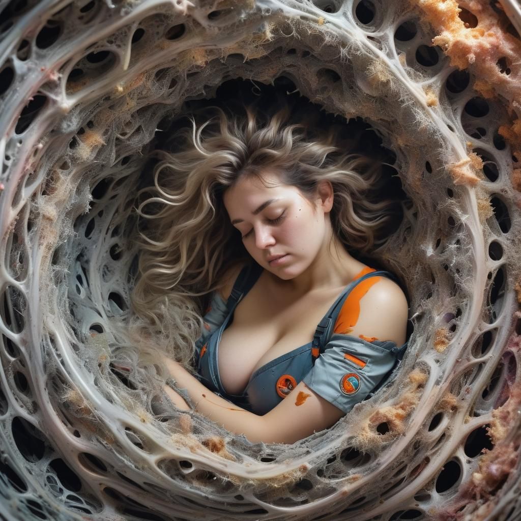 Woman Sleeps in Fractal Structure: AI Generated Art