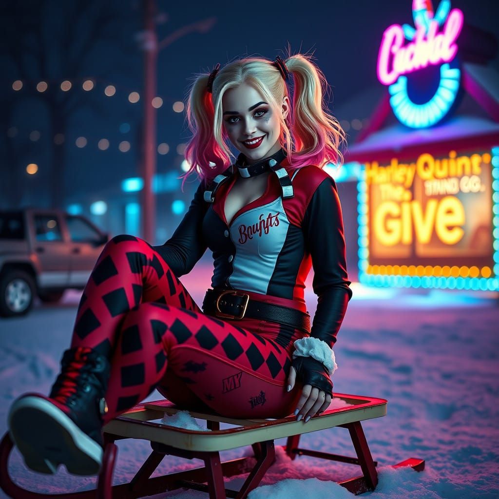Surreal Harley Quinn in Neon Paradise