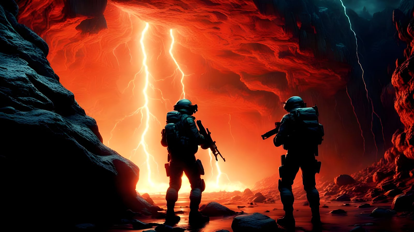 Cyberpunk Soldiers in Triadic Storm