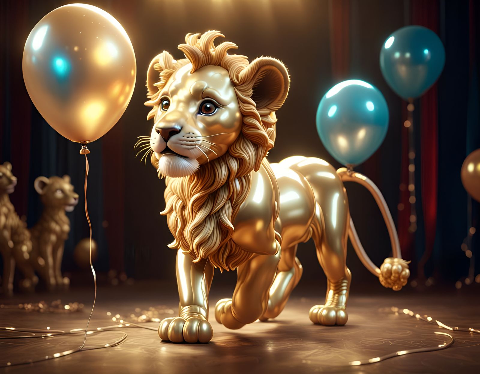 Golden Balloon Animal Lion Cub in CGI