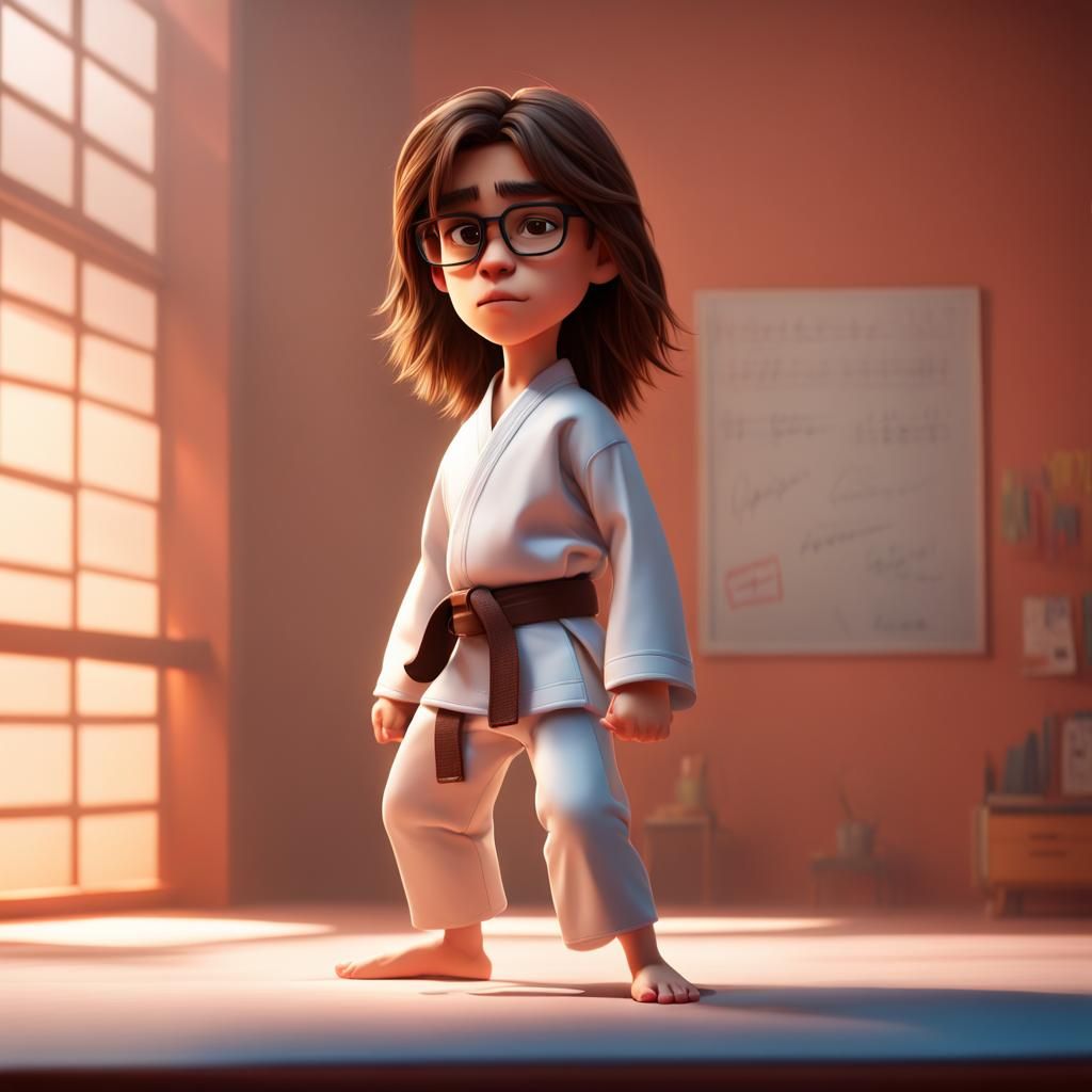 Teenage Karate Student in Pixar Style 3D Art