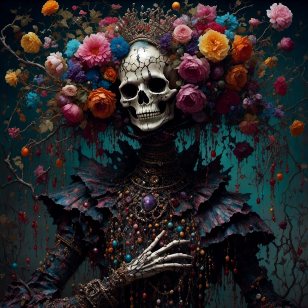 Macabre Harlequin in Dark and Ornate Style