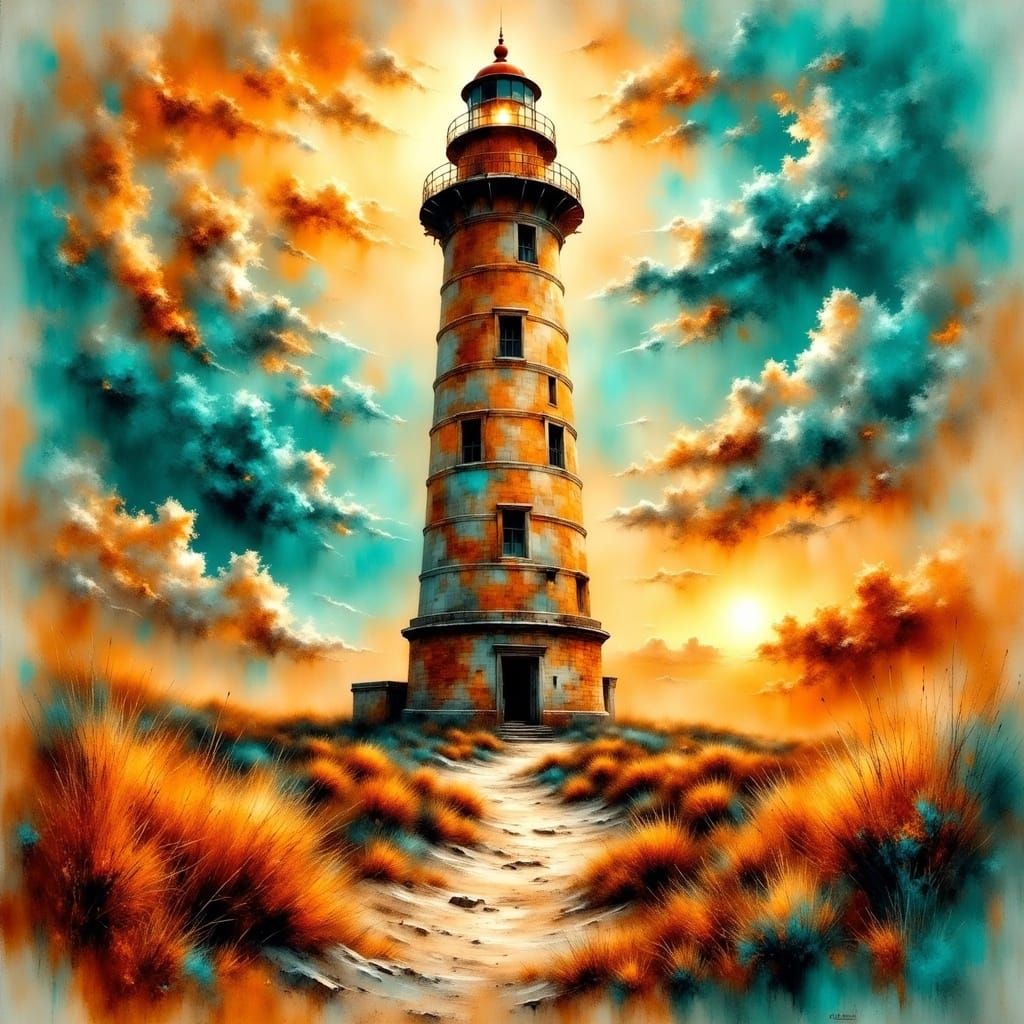 <lora:Impressionist:1.0> Create a wide-angle stunning Color sketch and captivating thumbnail card of an abandoned lighth...