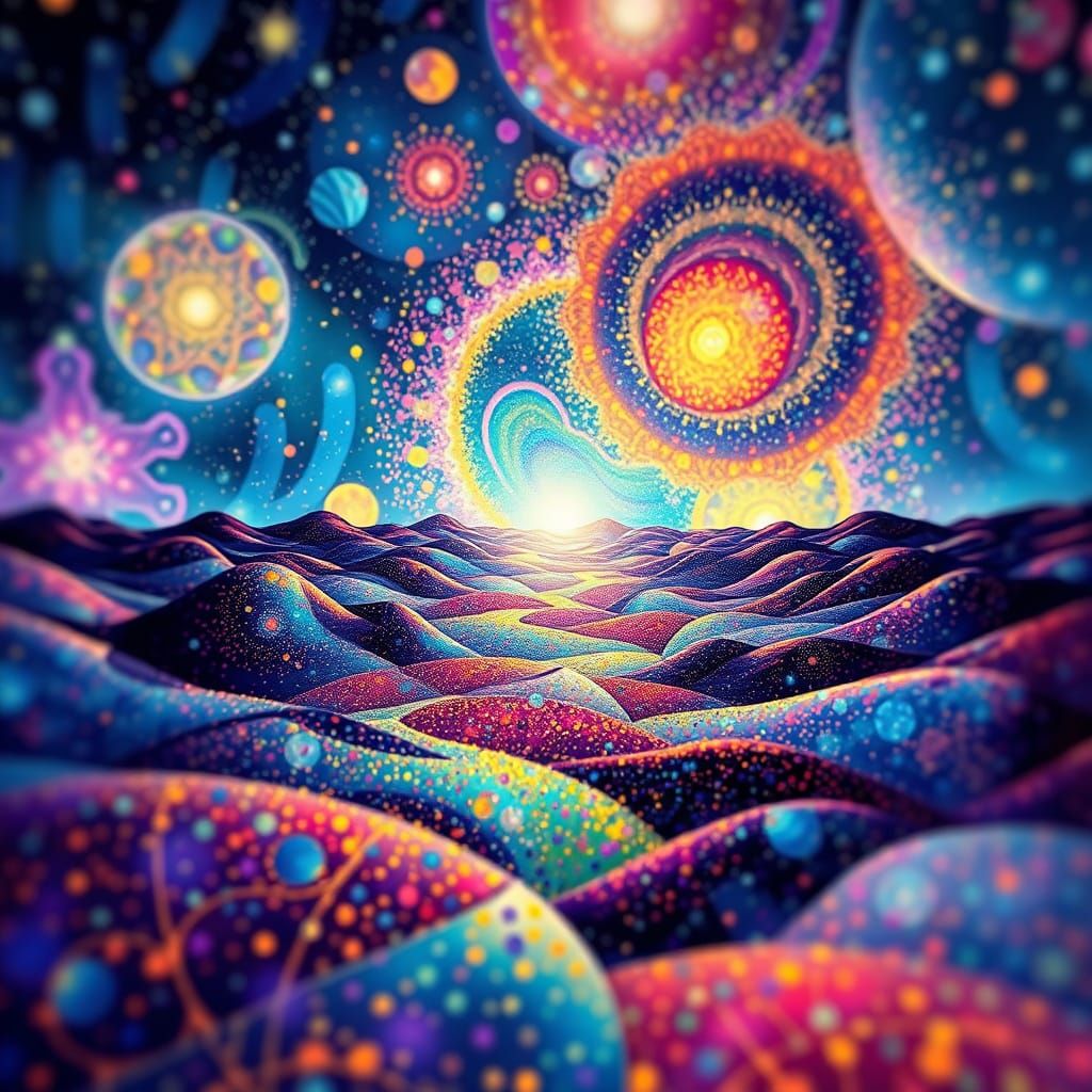 Surreal Quantum Cosmic Patterns in Geometric Abstraction