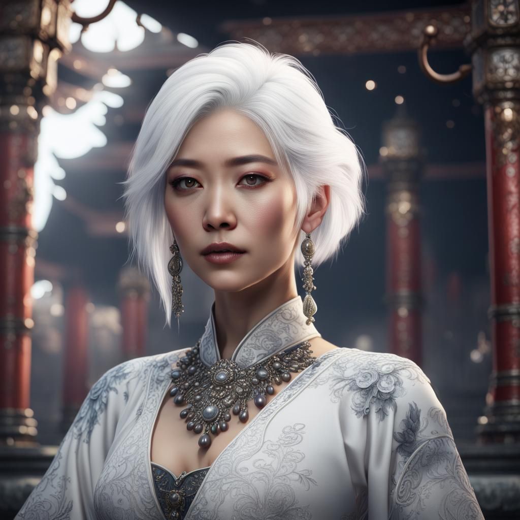 Fantastical Asian Woman with Raven Pearls