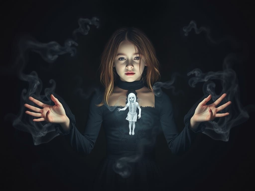 Gothic Girl Summons Spirit: Haunting Digital Art