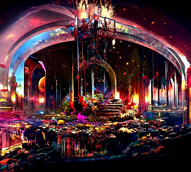 Surreal Wonderland Landscape in Dieselpunk Style