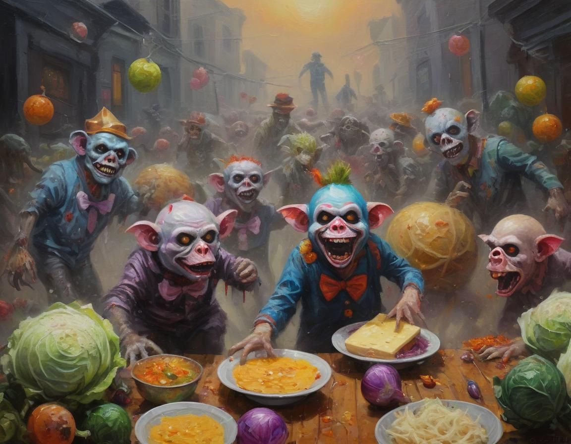 Day of the Dead Creature Celebration as Impasto Painting