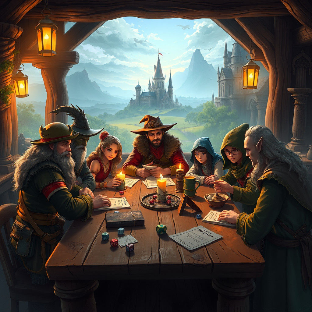 D&D Adventurers in Mystical Tavern, Anime Style