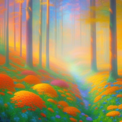 Marigold Flowers in Fantasy Garden: Hyperrealistic Painting