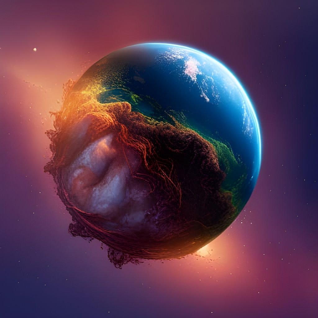 Hyperrealistic Man Fallen on Alien Planet