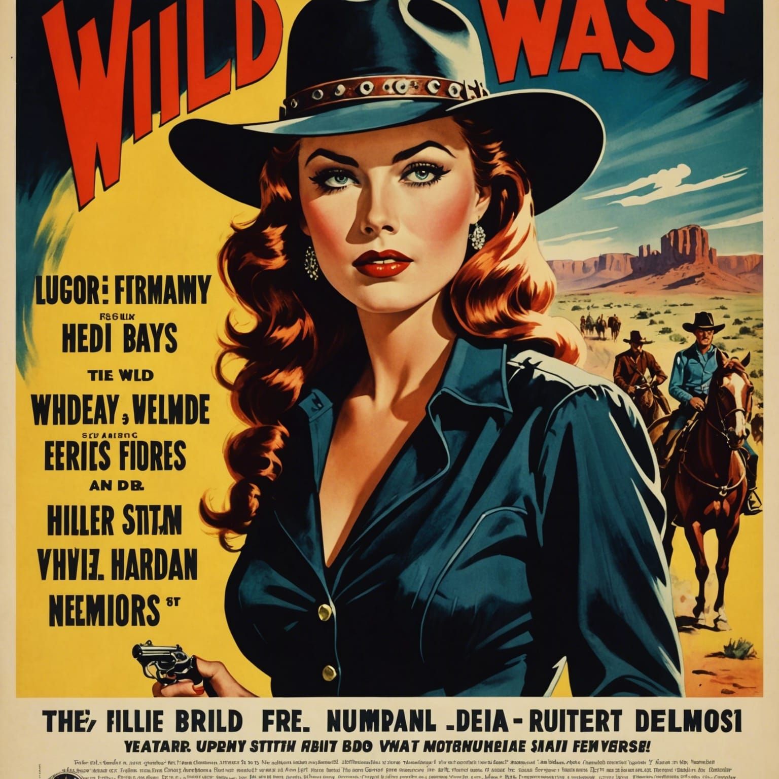 Wild West Femme Fatale in Film Noir Poster
