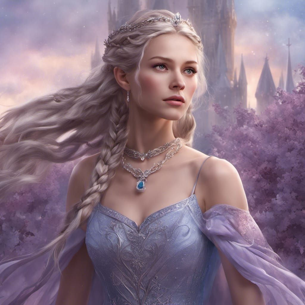 Fantasy Princess with Lilac Dress, Artstation Quality