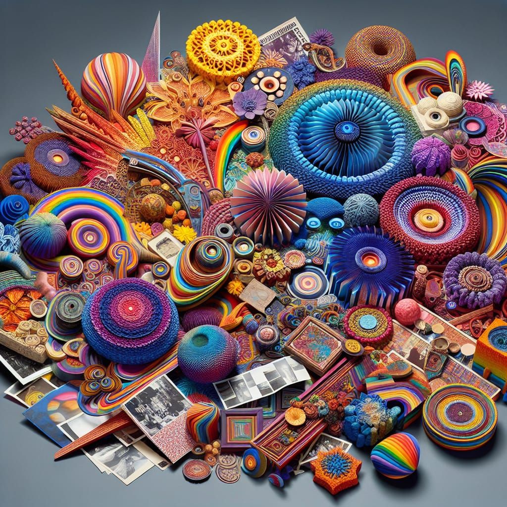 Psychedelic 3D Collage with Mixed Media