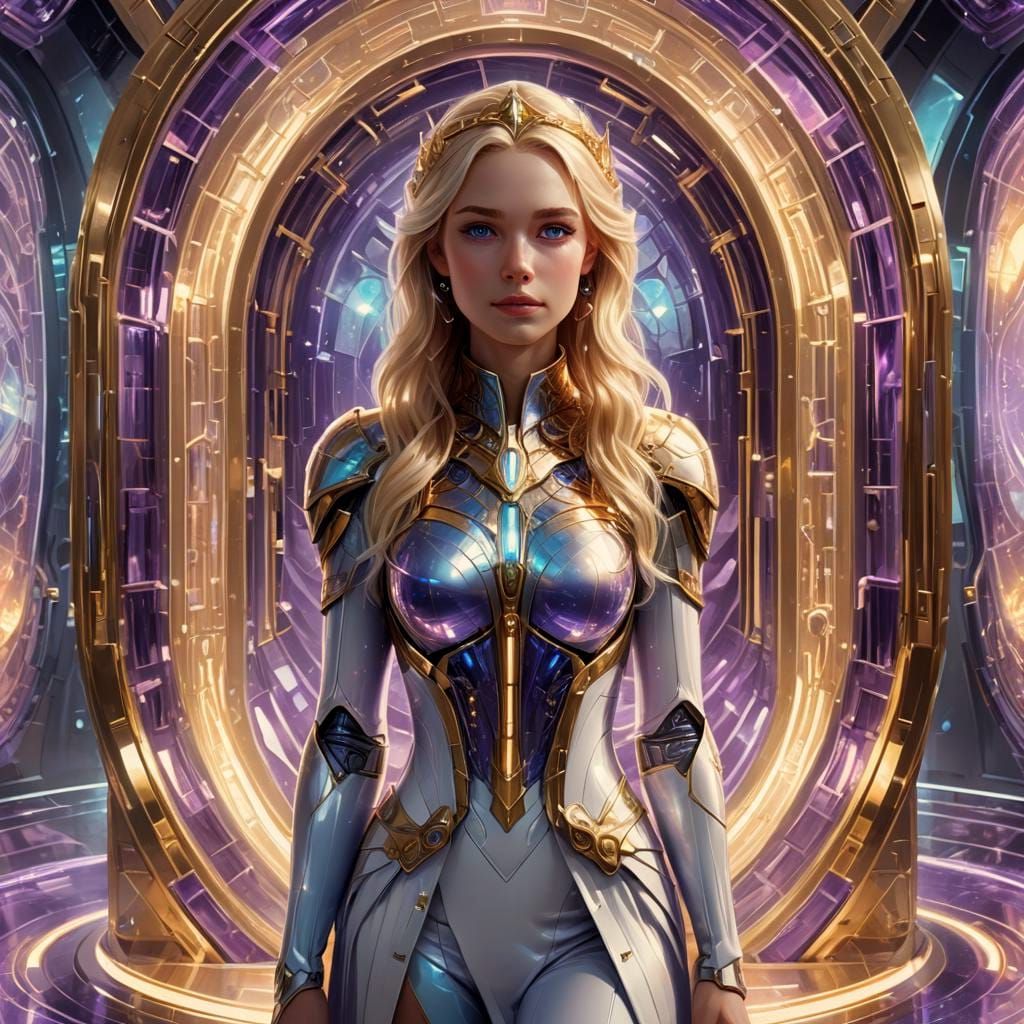 Pleiadean Princess in Futuristic Chamber, Hyperdetailed Art