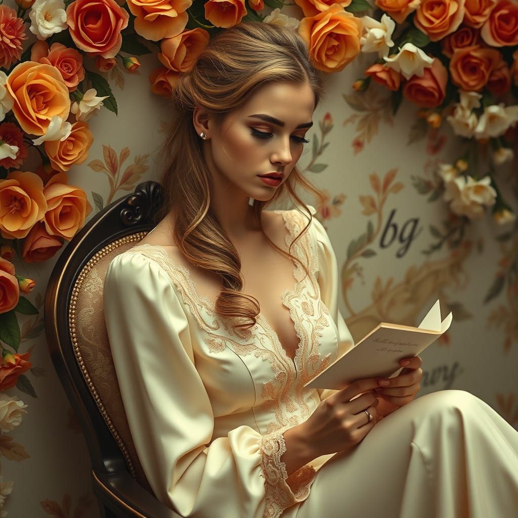 Elegance on the Ornate Staircase: A Porcelain Doll in a Whim...