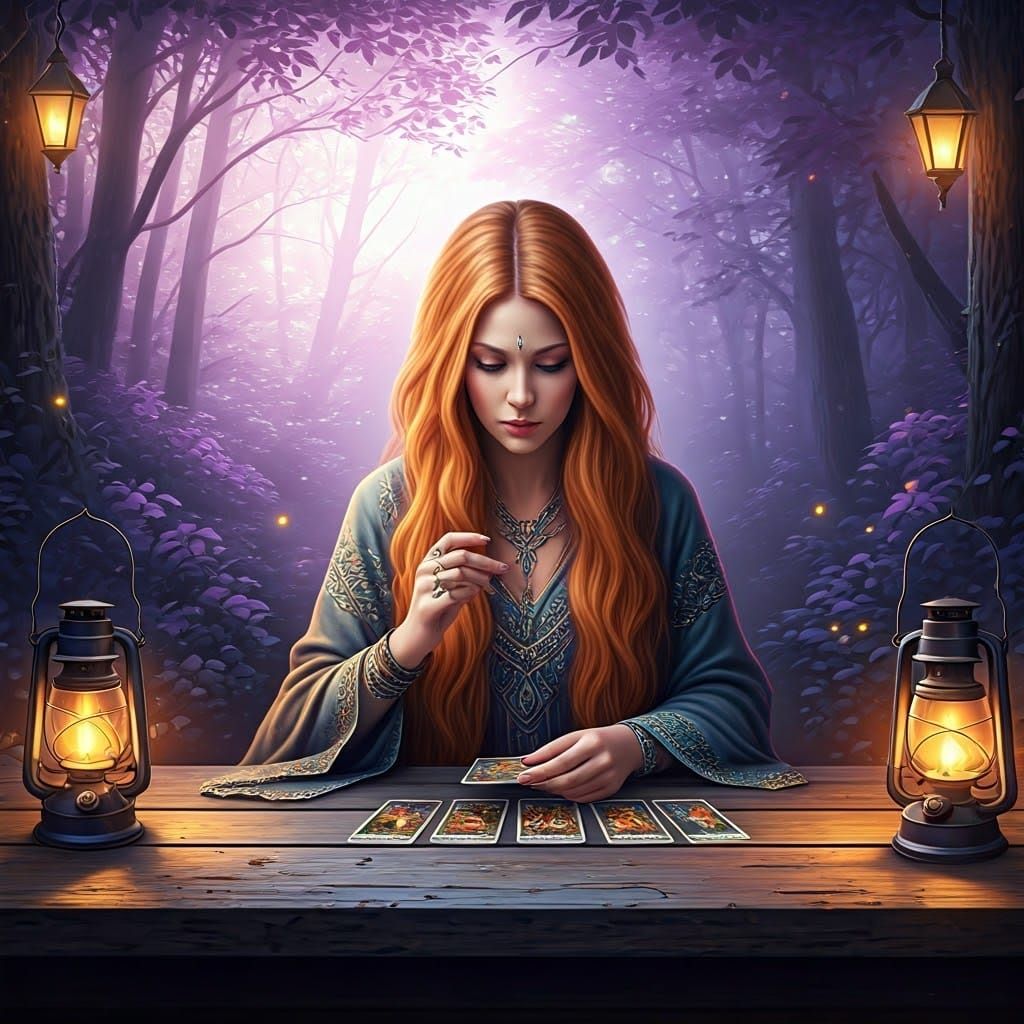 Mystical Sorceress in a Whimsical, Dreamlike Forest