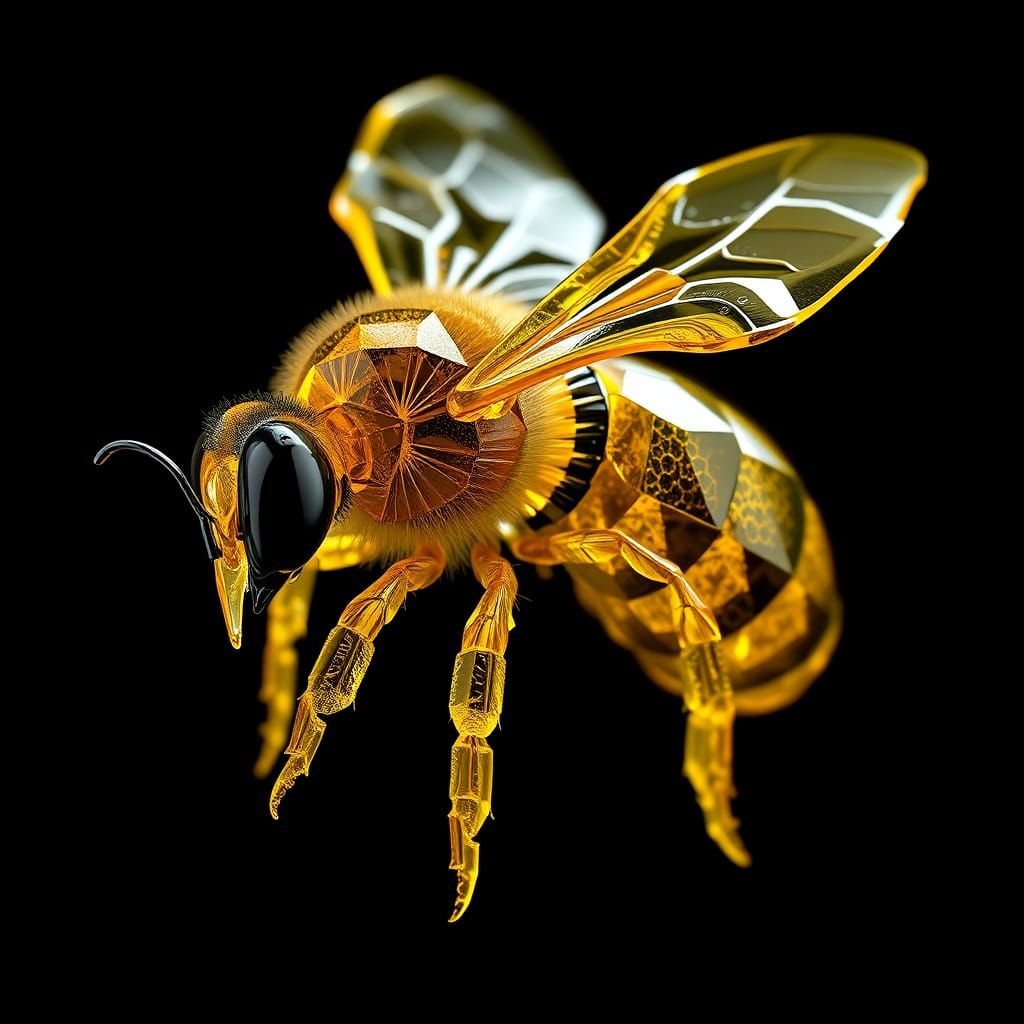 Crystal Glass Bee in 3D Render