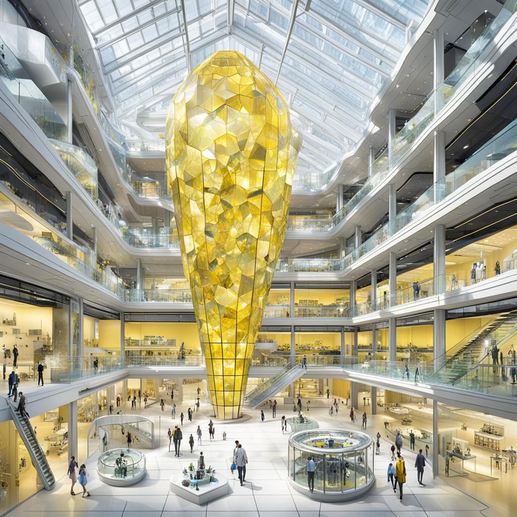 Futuristic Crystal Atrium with Laboratories, Professional Ph...