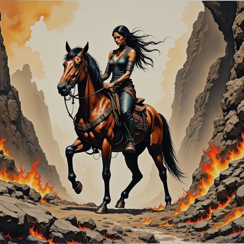 Centaur Warrior in a Rocky Landscape