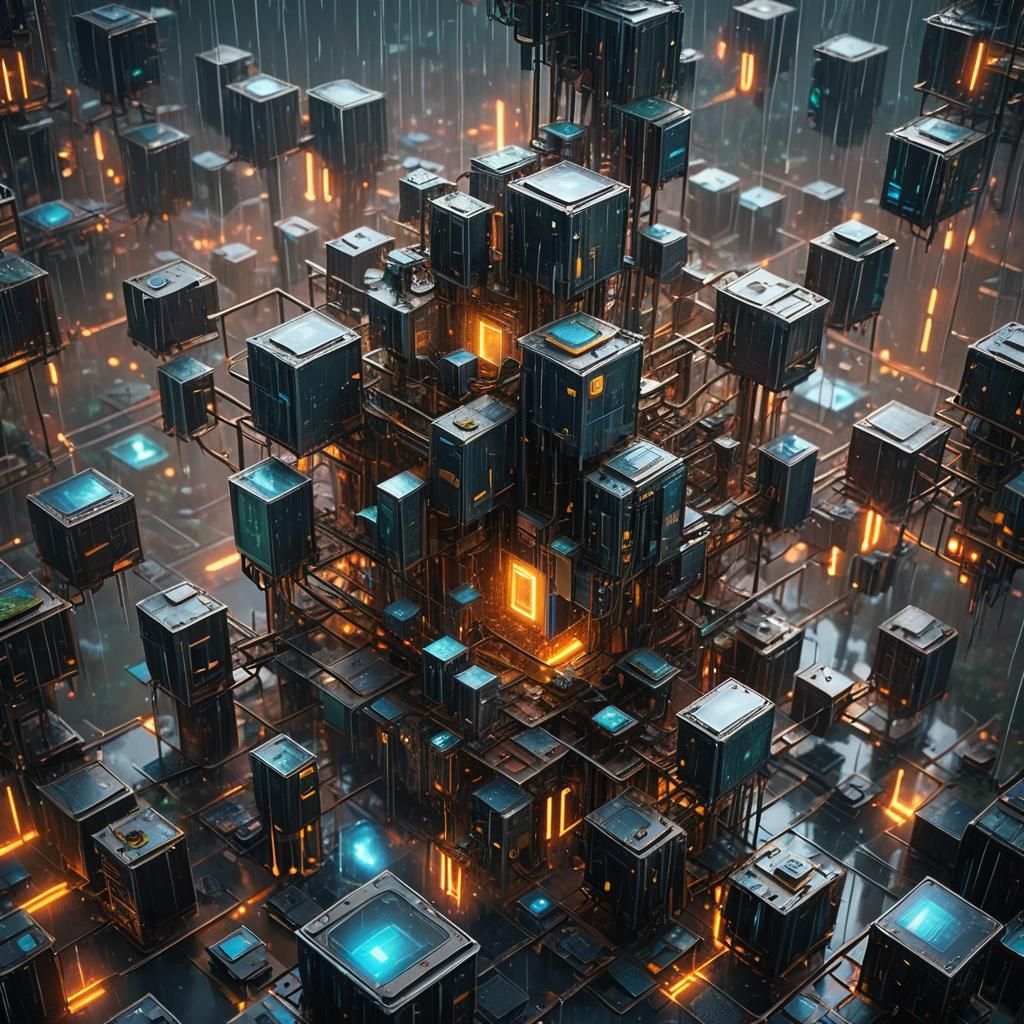 Data Rain: Binary Code Falls on Computer Network