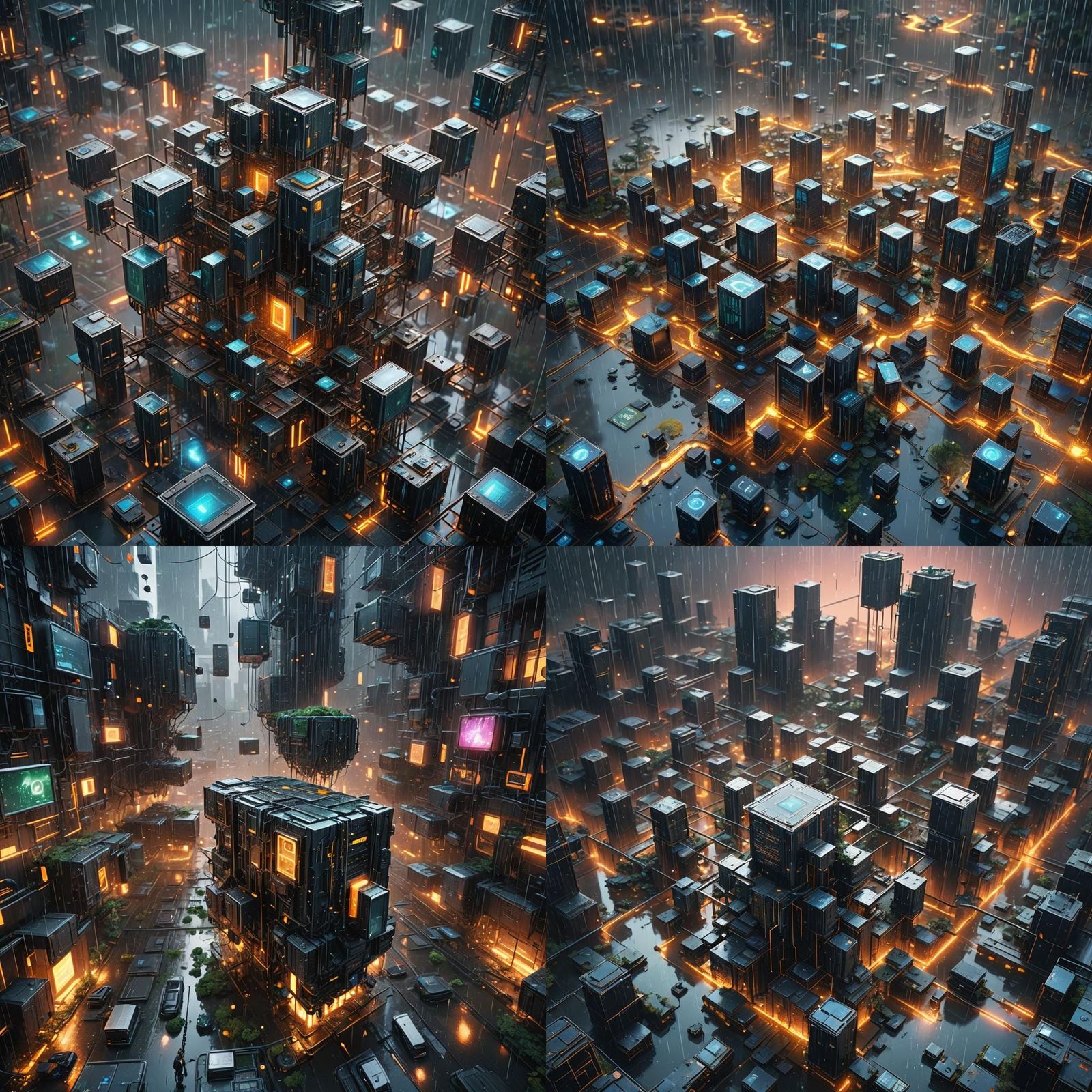 Digital Rain: Data Streams Across a Computer Network