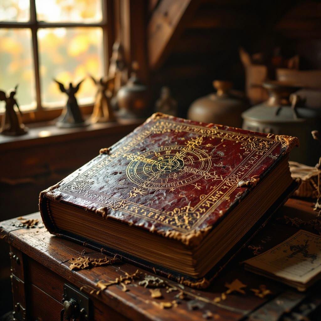 Mystical Necronomicon with Enochian Angels, Photorealistic